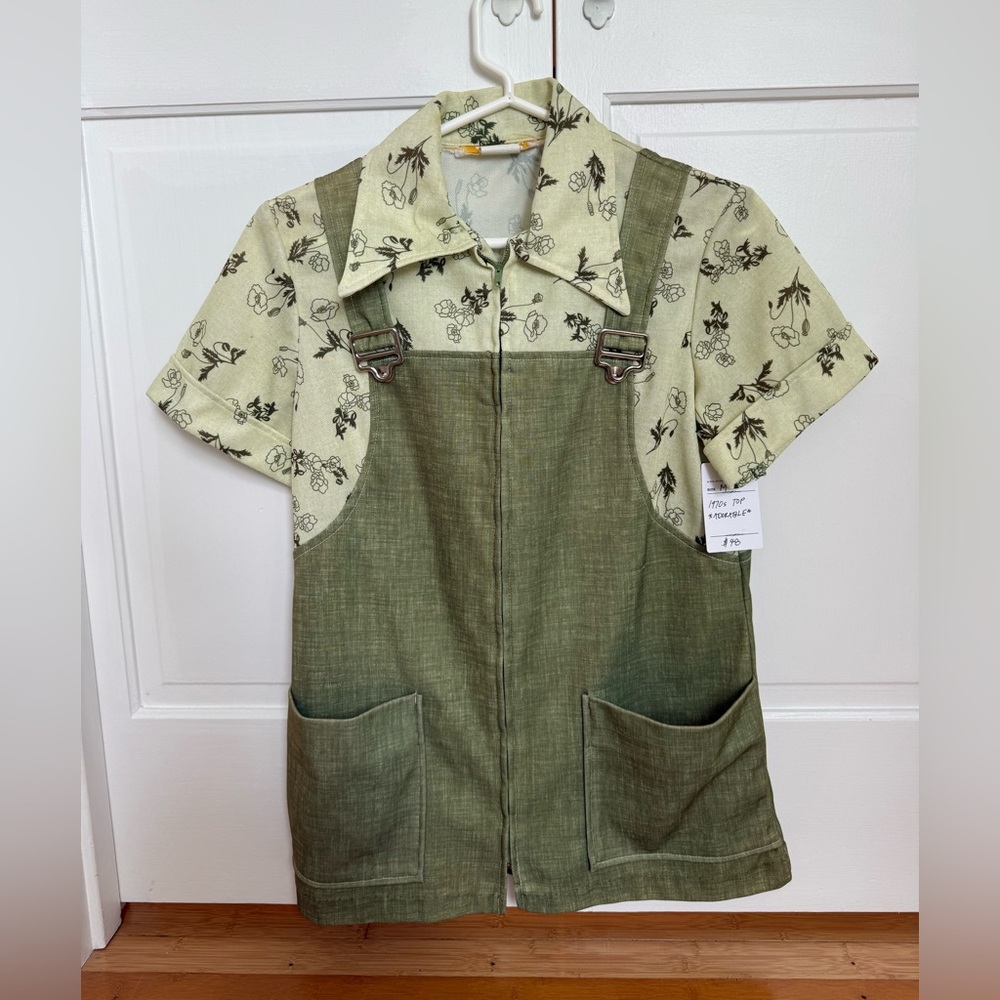 Vintage Green Overall Floral Shirt